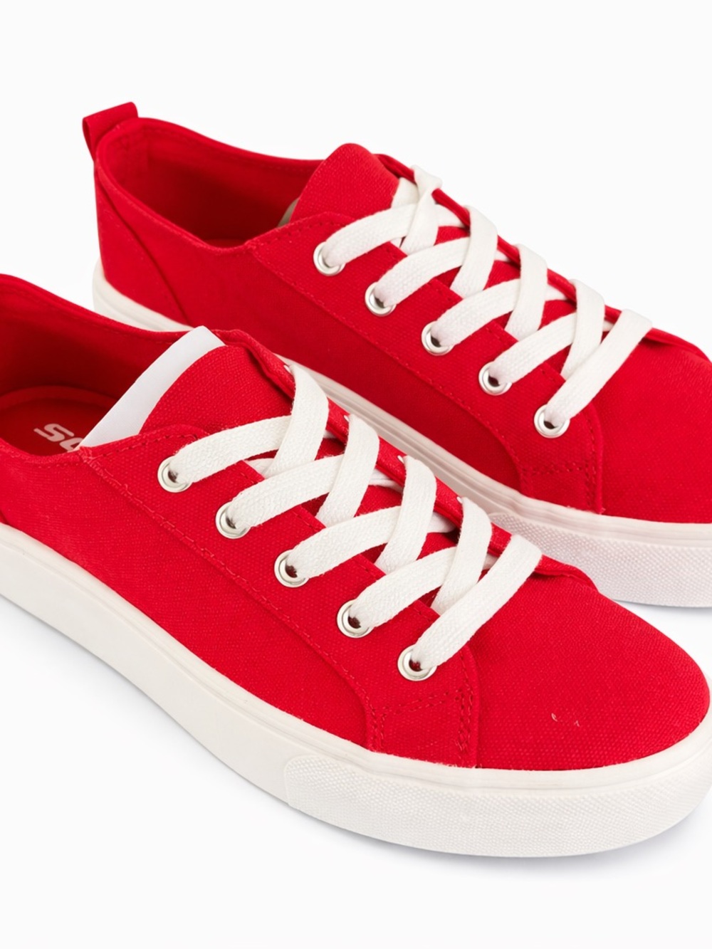 Soda Classic Women's Red Canvas Sneakers with White Laces